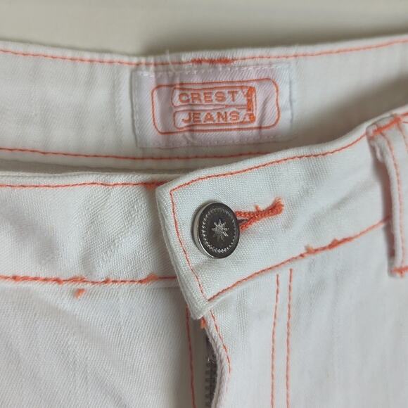 Y2K Crest Jeans White With Orange Stitching Size 15/ 16 - Picture 2 of 10